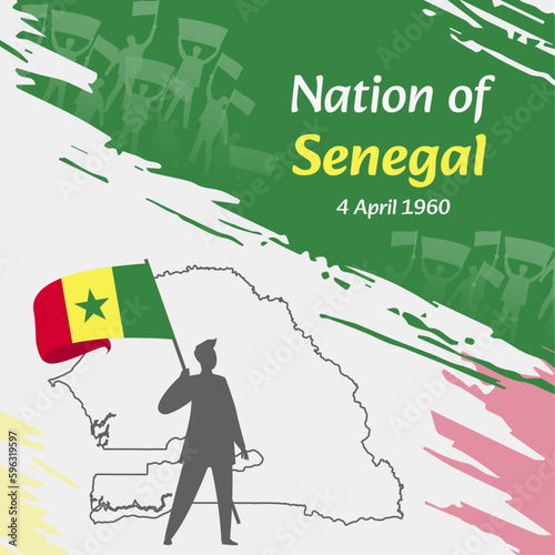 Senegal Independence Day Post Design. April 4th, the day when Senegalese made this nation free. Suitable for national days. Perfect concepts for social media posts, greeting card, cover, banner.