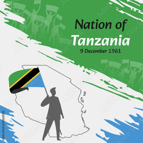 Tanzania Independence Day Post Design. December 9th, the day when Tanzanians made this nation free. Suitable for national days. Perfect concepts for social media posts, greeting card, cover, banner.