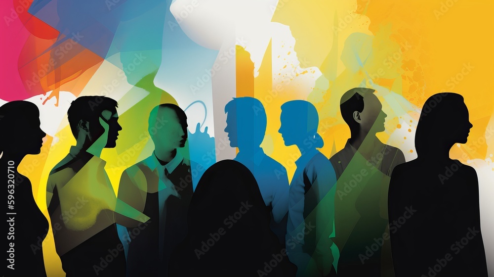 Business people silhouette, abstract background. AI generated