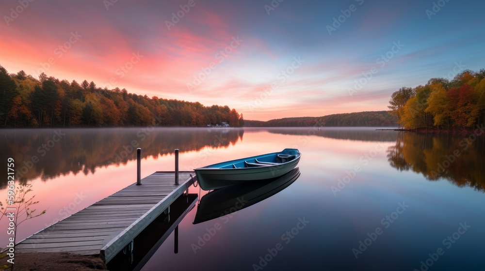 Carefree boat on the water. Generative AI