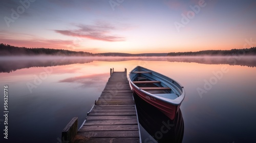 Carefree boat on the water. Generative AI