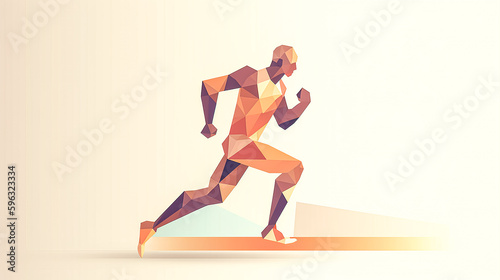 Creative illustration with running man silhouette, generative AI.