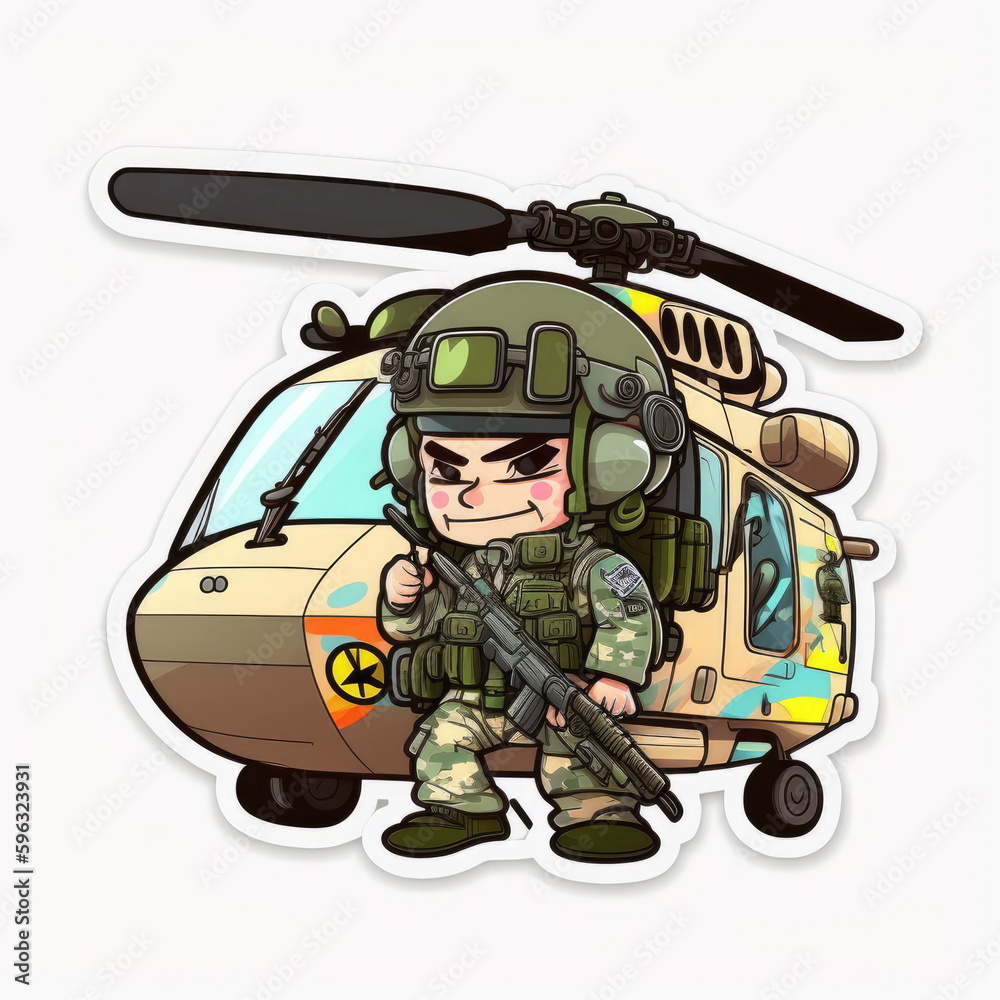 sticker set of army action, cartoon soldier, white background sticker set of army action, cartoon soldier, white background