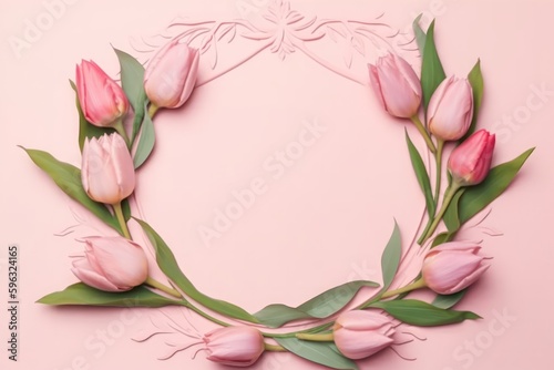 pink rose frame, generative ai