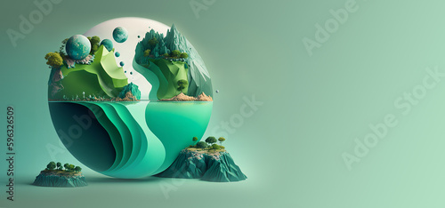 Earth Day, World Environment Day, Paper, Low Poly, Concept. Generative Ai