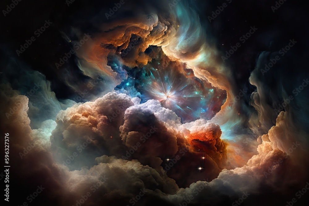 nuclear fusion of cosmic clouds of gas and dust, generative AI. nuclear fusion of cosmic clouds of gas and dust, generative AI.
