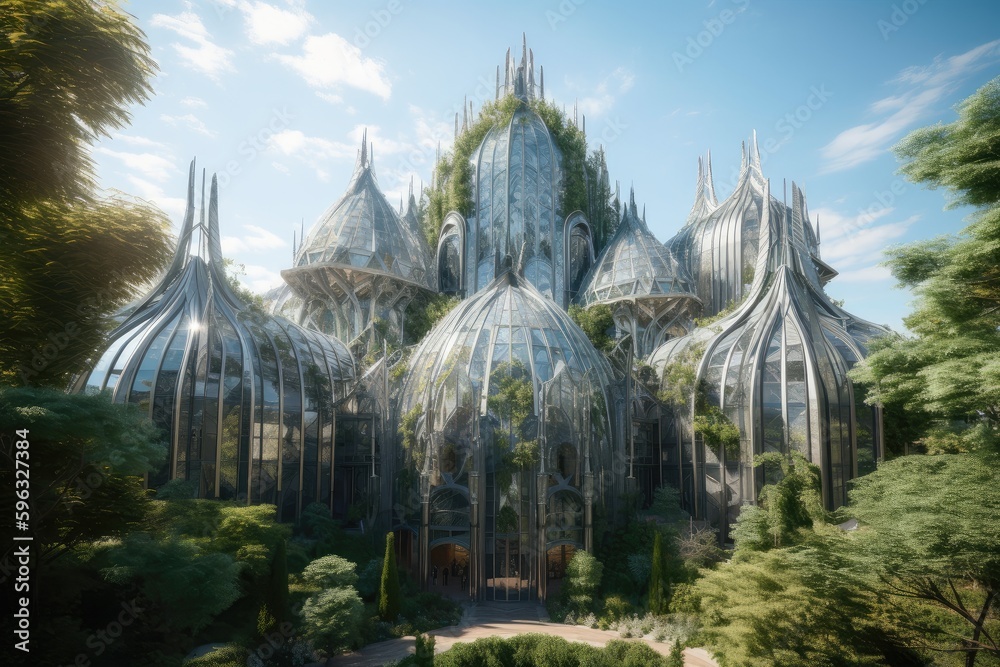 a futuristic crystal palace, with intricate and dazzling architecture,  created with generative ai Stock Illustration | Adobe Stock