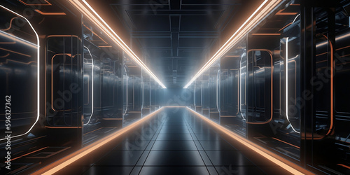 abstract background, corridor with neon lights