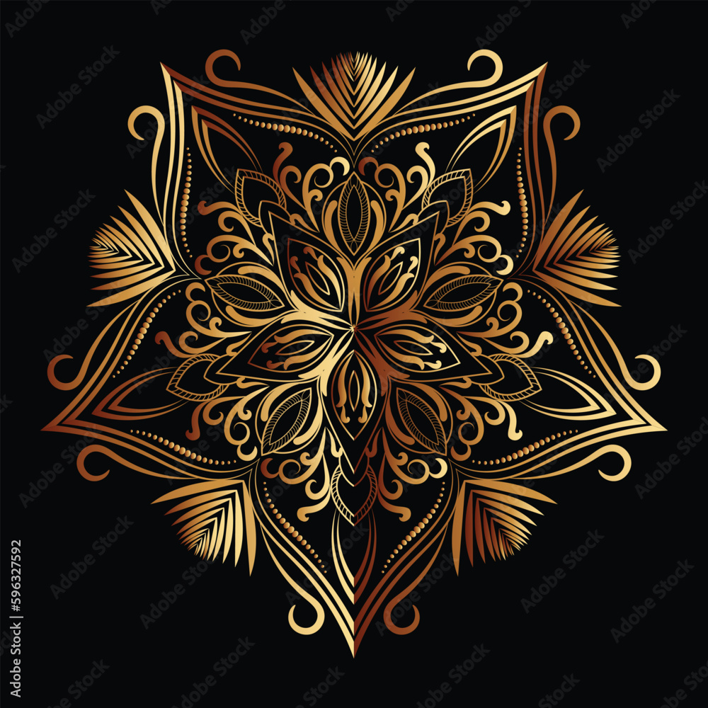 Mandala design background in gold color ornamental design
