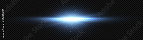 Abstract blue flash and laser beams. Isolated on transparent black background. Vector