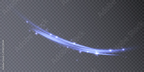 Light whirlwind of light energy. Curve neon line light effect. Glowing blue bright curved lines for gaming industry advertising web design.