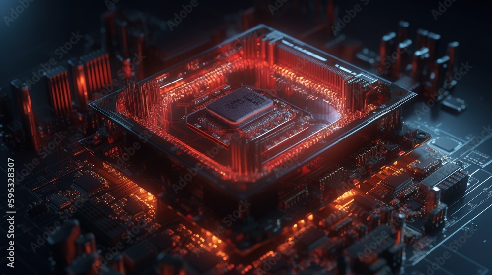 3d rendering of abstract technology concept background. Futuristic circuit board.Generative Ai 3d rendering of abstract technology concept background. Futuristic circuit board.Generative Ai