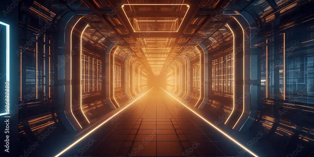 abstract background, corridor with neon lights abstract background, corridor with neon lights