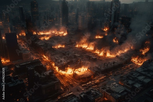 A city ablaze with cyborgs. Generative AI