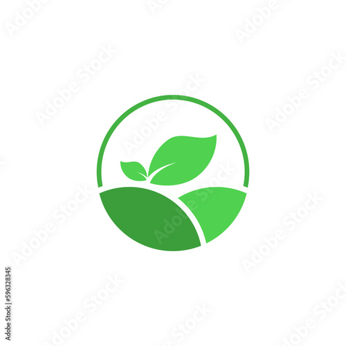 GREEN HILL AND LEAF LOGO FOR VEGETABLE BRAND OR FARMING COMPANY