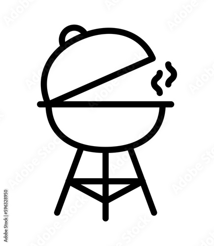 Barbecue and grill related symbols flat line icon. Outline sign for mobile concept and web design, store.