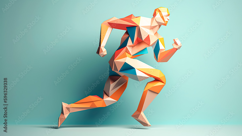 Fototapeta premium Creative illustration with running man silhouette, generative AI.