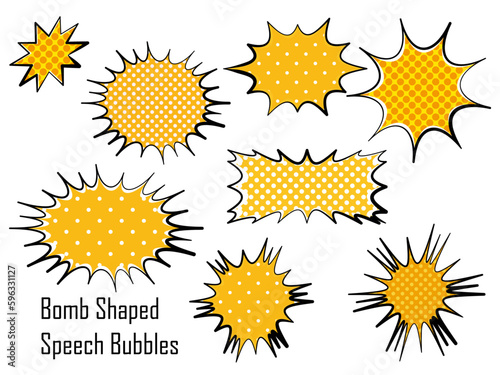 チラシに使いやすいカラフルな水玉柄の爆弾フレームセット（黄色～オレンジ系セット）