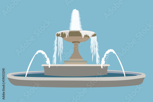 jet fountain for design. element for background in realistic style vector. jet fountain. scene in the park. area with a fountain. wallpaper with a symmetrical fountain. Jets of water against the sky.