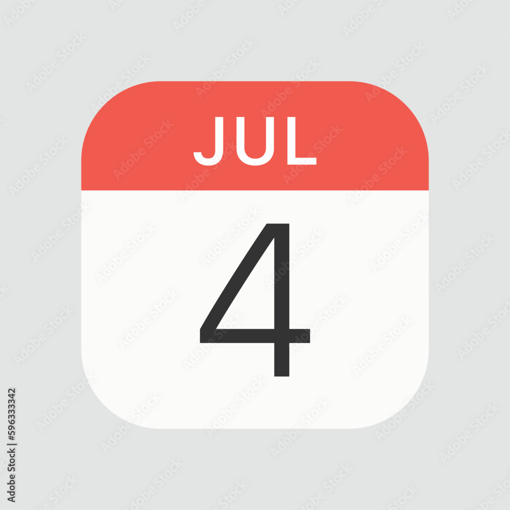 July 4 icon isolated on background. Calendar symbol modern, simple, vector, icon for website design, mobile app, ui. Vector Illustration