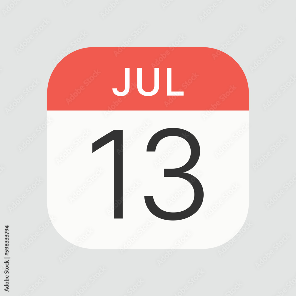 July 13 icon isolated on background. Calendar symbol modern, simple, vector, icon for website design, mobile app, ui. Vector Illustration July 13 icon isolated on background. Calendar symbol modern, simple, vector, icon for website design, mobile app, ui. Vector Illustration