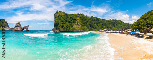 panoramic view of atuh beach in nusa penida  