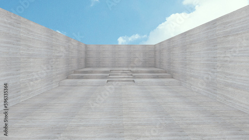 Board-formed Concrete wall simple outdoor 3d image