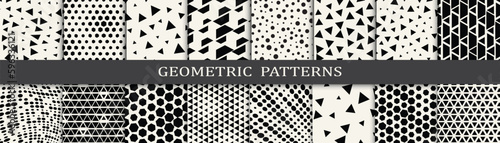 Wallpaper Mural Seamless geometric halftone pattern set Torontodigital.ca