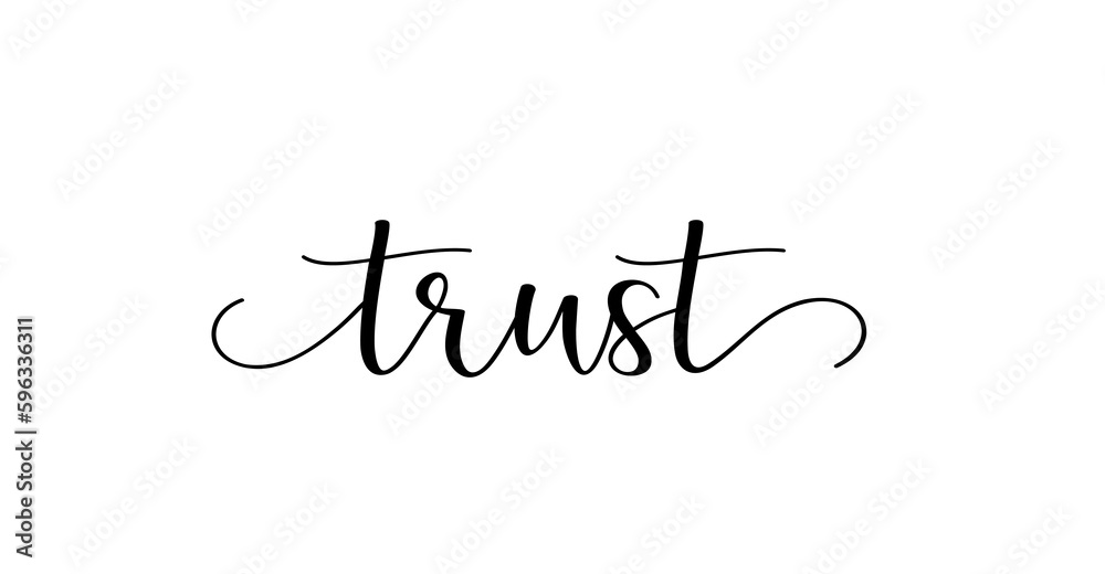 trust calligraphy text with swashes vector 