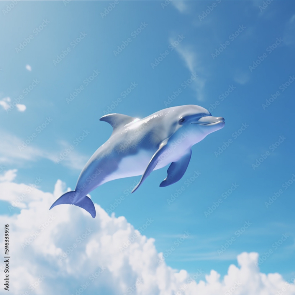 Obraz premium cute dolphin flying in the sky