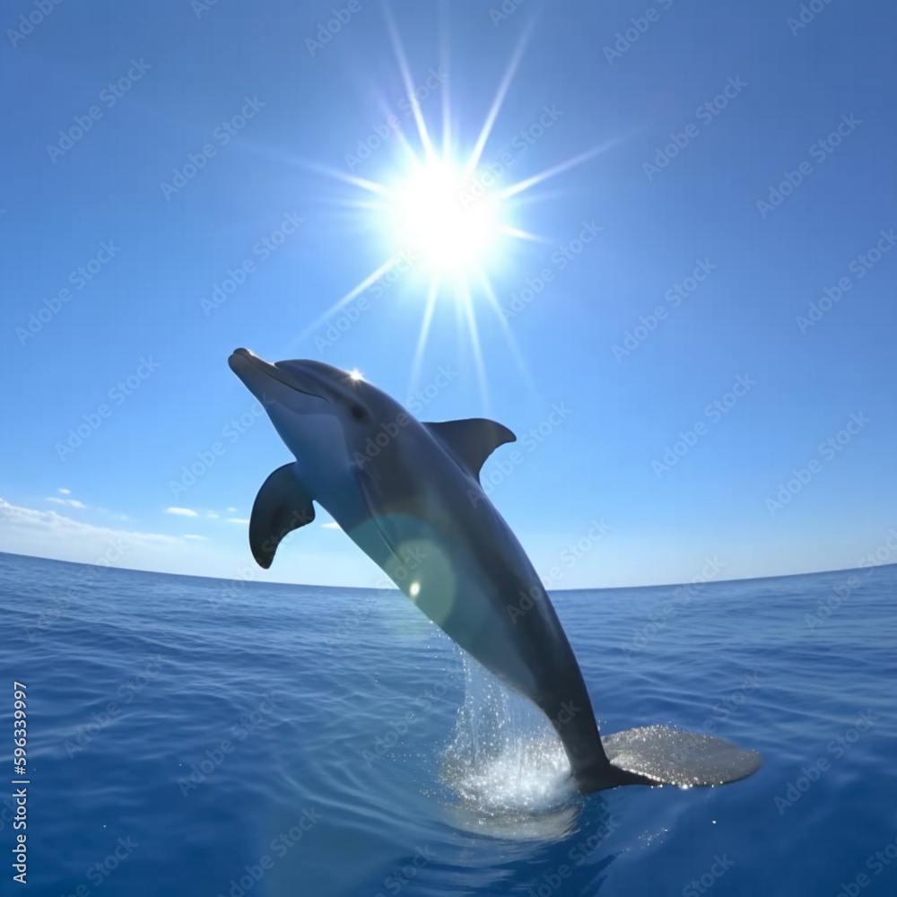 Fototapeta premium cute dolphin flying in the sky