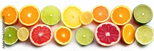 citrus fruits Grapefruit, lemon, orange, lime isolated on white background, generative ai