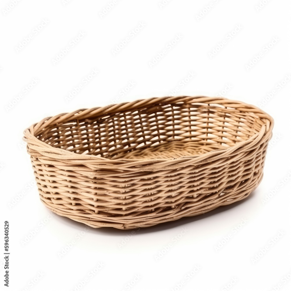 Empty bread basket isolated on white background, generative ai