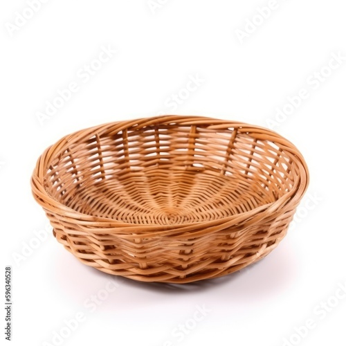 Empty bread basket isolated on white background, generative ai