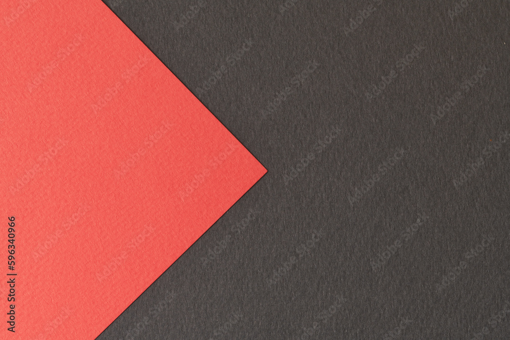 Fototapeta premium Rough kraft paper background, paper texture black red colors. Mockup with copy space for text