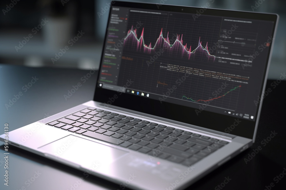 Laptop with charts and graphs on screen, Generative AI
Laptop with charts and graphs on screen, Generative AI