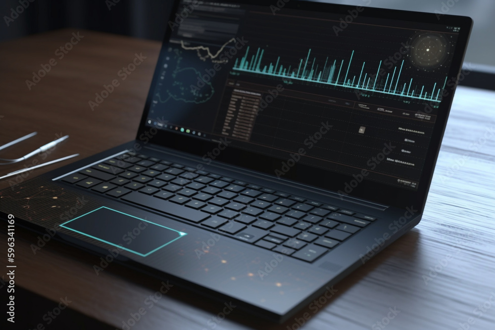 laptop on the table with financial charts and reports, Generative AI
laptop on the table with financial charts and reports, Generative AI