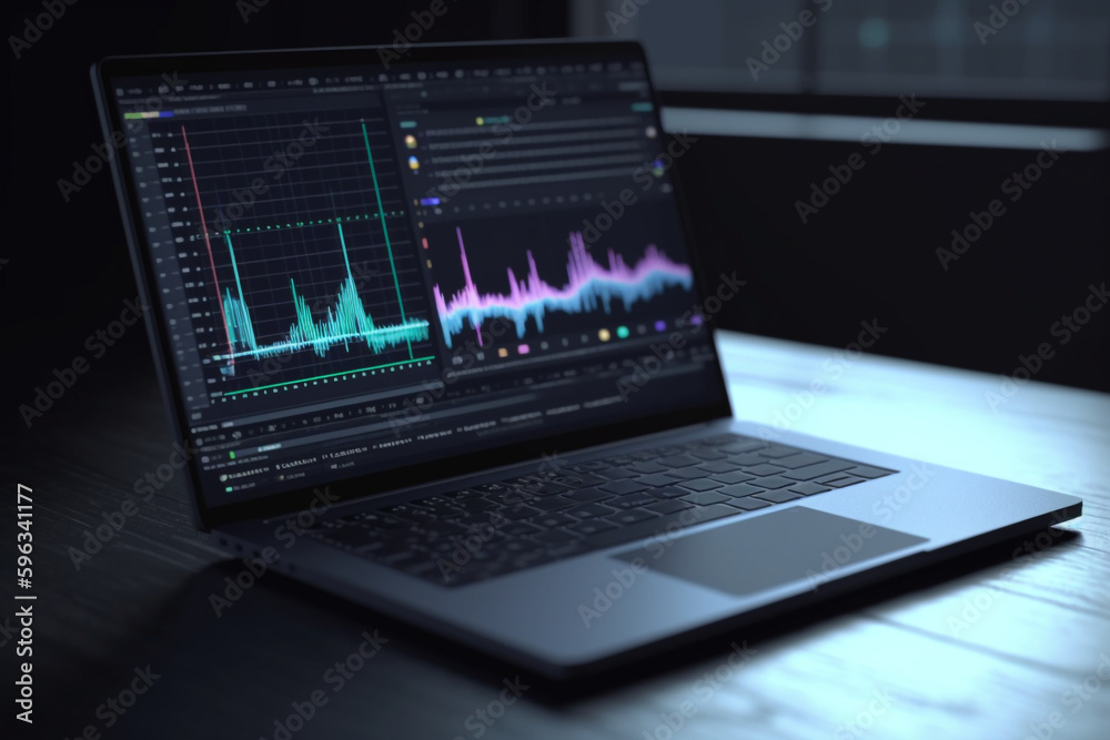Laptop with financial charts and reports, Generative AI
Laptop with financial charts and reports, Generative AI
