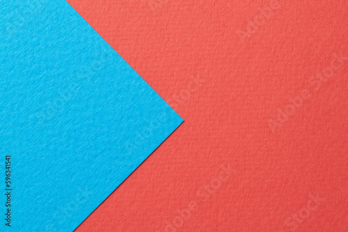 Rough kraft paper background, paper texture red blue colors. Mockup with copy space for text