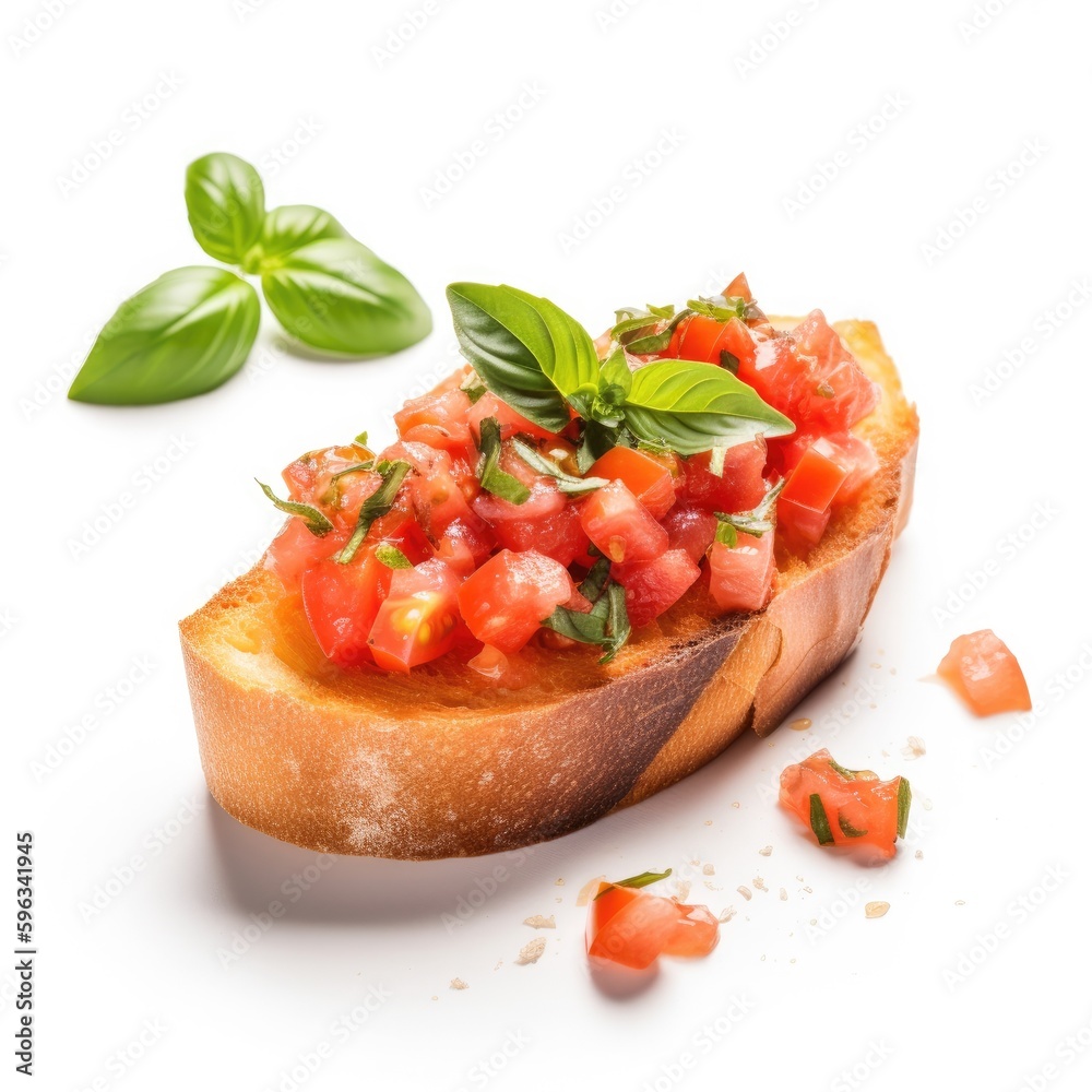 Bruschetta Isolated on White .Generative AI Bruschetta Isolated on White .Generative AI