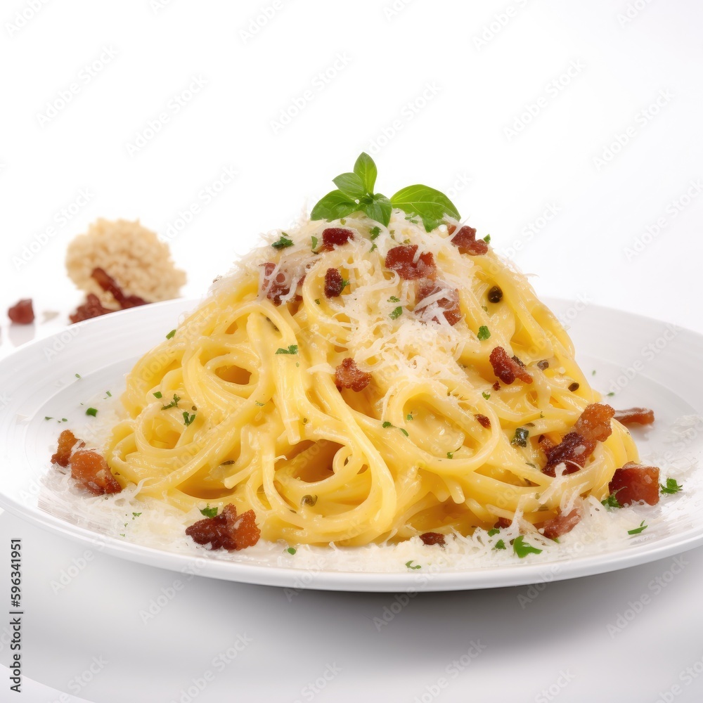 Carbonara Isolated on White .Generative AI Carbonara Isolated on White .Generative AI