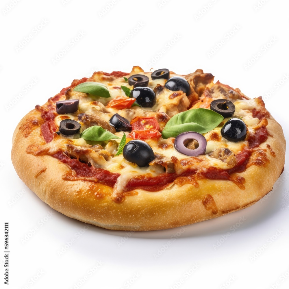 Pizza Isolated on White .Generative AI Pizza Isolated on White .Generative AI