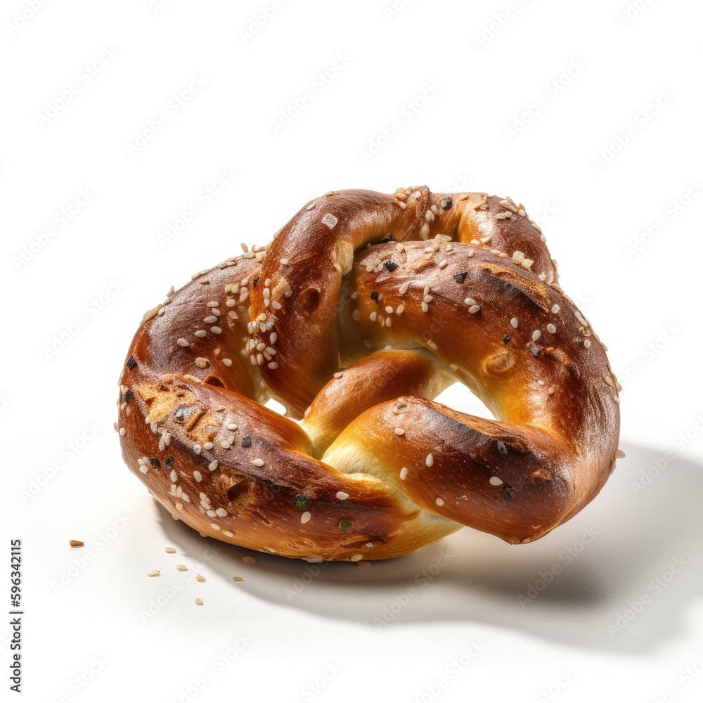 Pretzel Isolated on White .Generative AI Pretzel Isolated on White .Generative AI