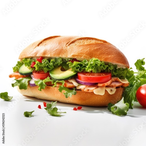 Sandwich Isolated on White .Generative AI