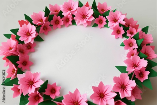 A white paper with flowers in background