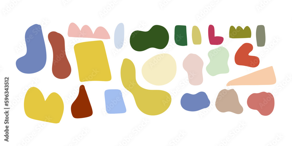 Hand drawn abstract objects. Organic Shapes design for cover, banner, social post and stories, print, wallpaper. Vector illustration