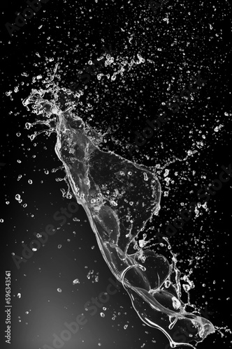 Pure clean Water splash on black background.