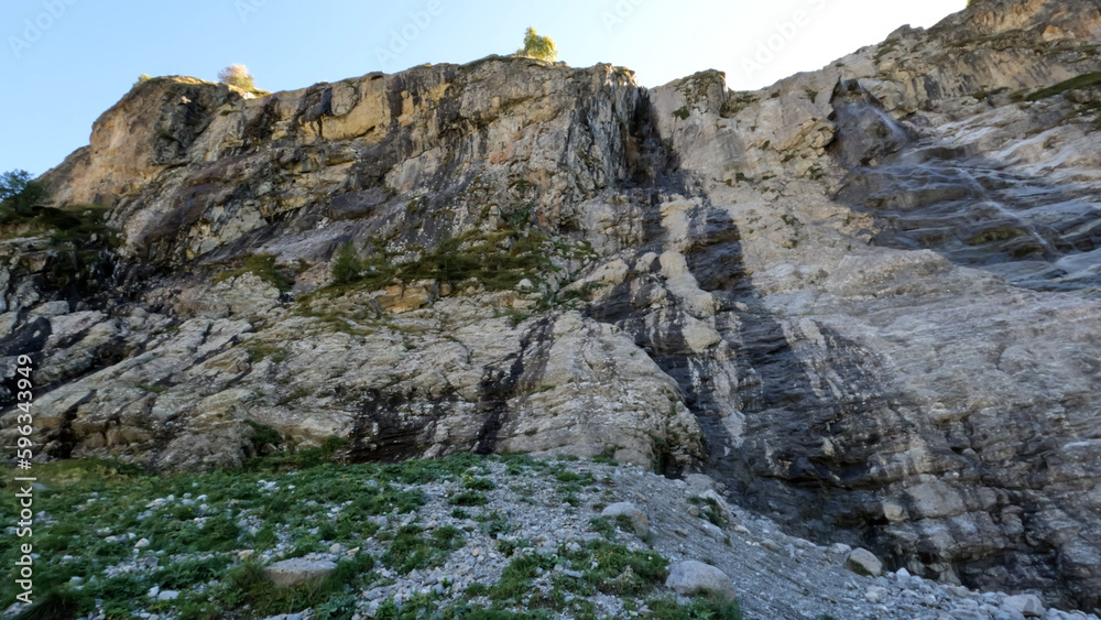 mountain landscape, view of Arkhyz mountain ridge at autumn with blue sky - photo of nature mountain landscape, view of Arkhyz mountain ridge at autumn with blue sky - photo of nature