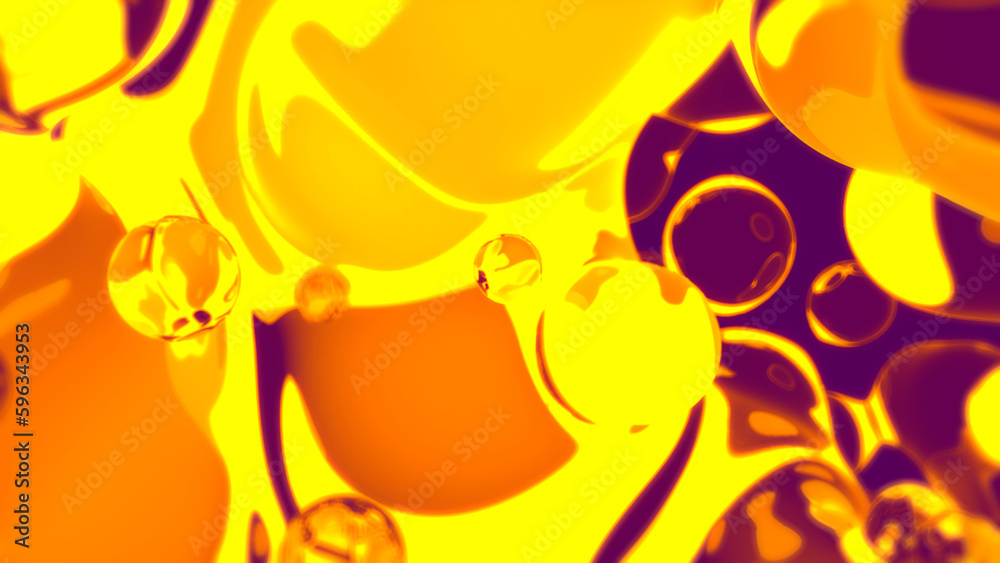 gold transparent crystalline bulbs floating on rose bg - abstract 3D illustration gold transparent crystalline bulbs floating on rose bg - abstract 3D illustration