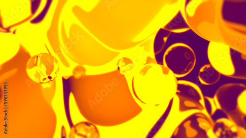 gold transparent crystalline bulbs floating on rose bg - abstract 3D illustration
